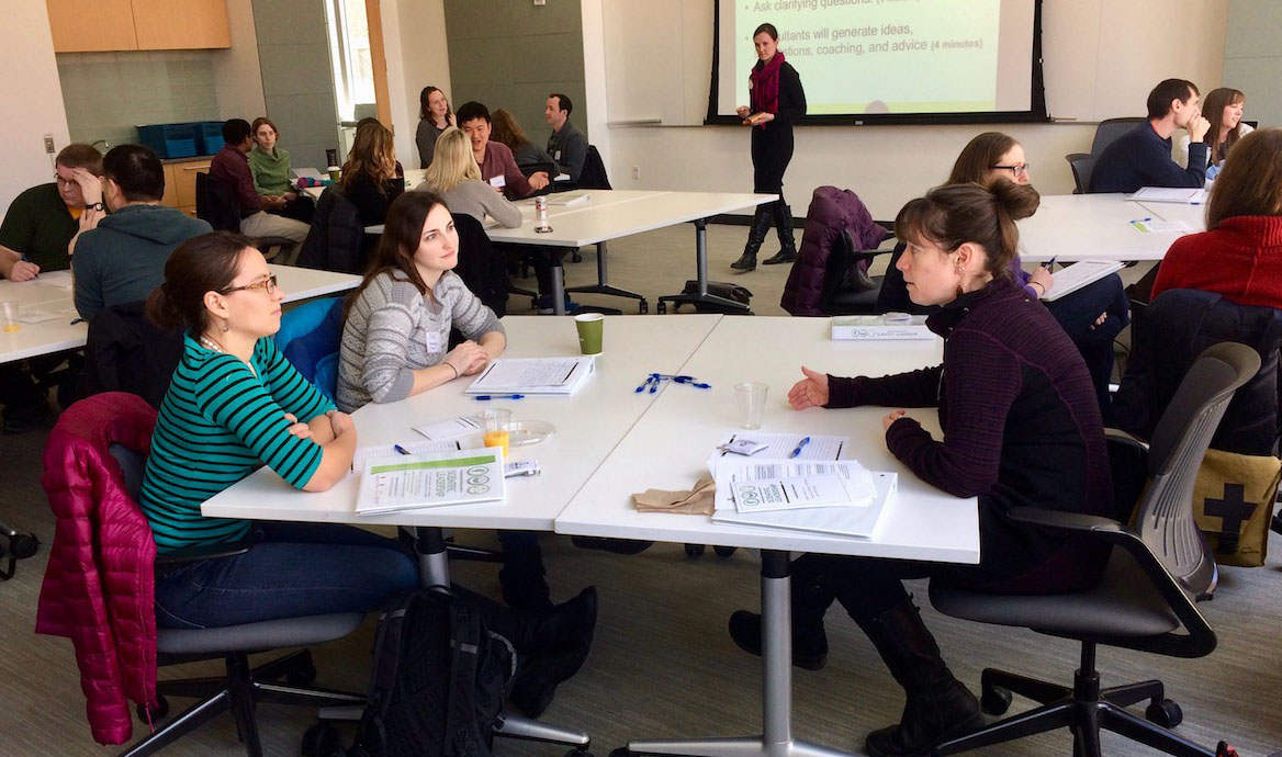 Postdocs at a skills development workshop